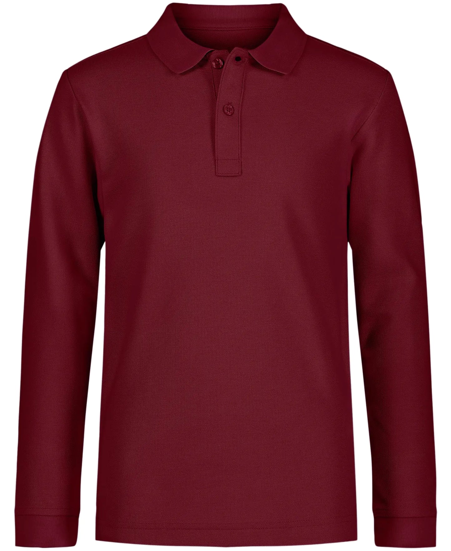 Nautica Boys' School Uniform Long Sleeve Polo Shirt, Button Closure, Comfortable, Breathable Fabric 6 Burgundy