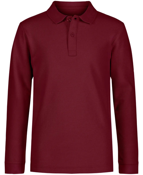 Nautica Boys' School Uniform Long Sleeve Polo Shirt, Button Closure, Comfortable, Breathable Fabric 6 Burgundy