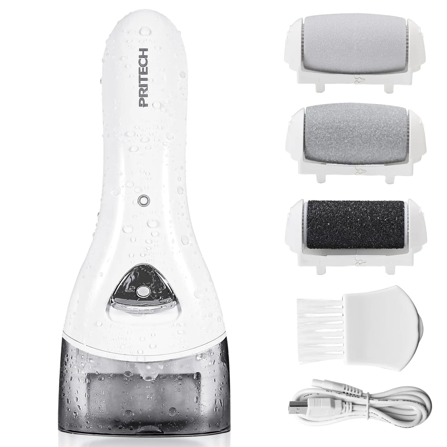 Electric Feet Callus Removers Rechargeable,Portable Electronic Foot File Pedicure Tools, Electric Callus Remover Kit,Professional Pedi Feet Care Perfect for Dead,Hard Cracked Dry Skin Ideal Gift 001-white