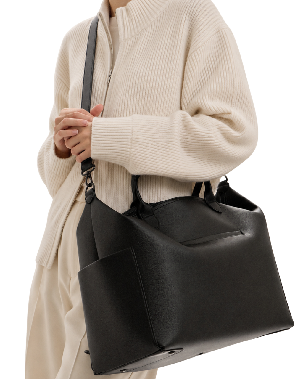 Black Leather Diaper Bag