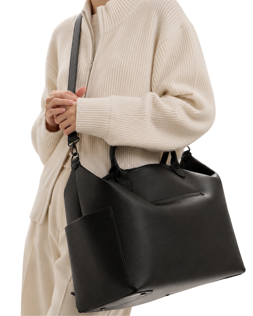 Black Leather Diaper Bag