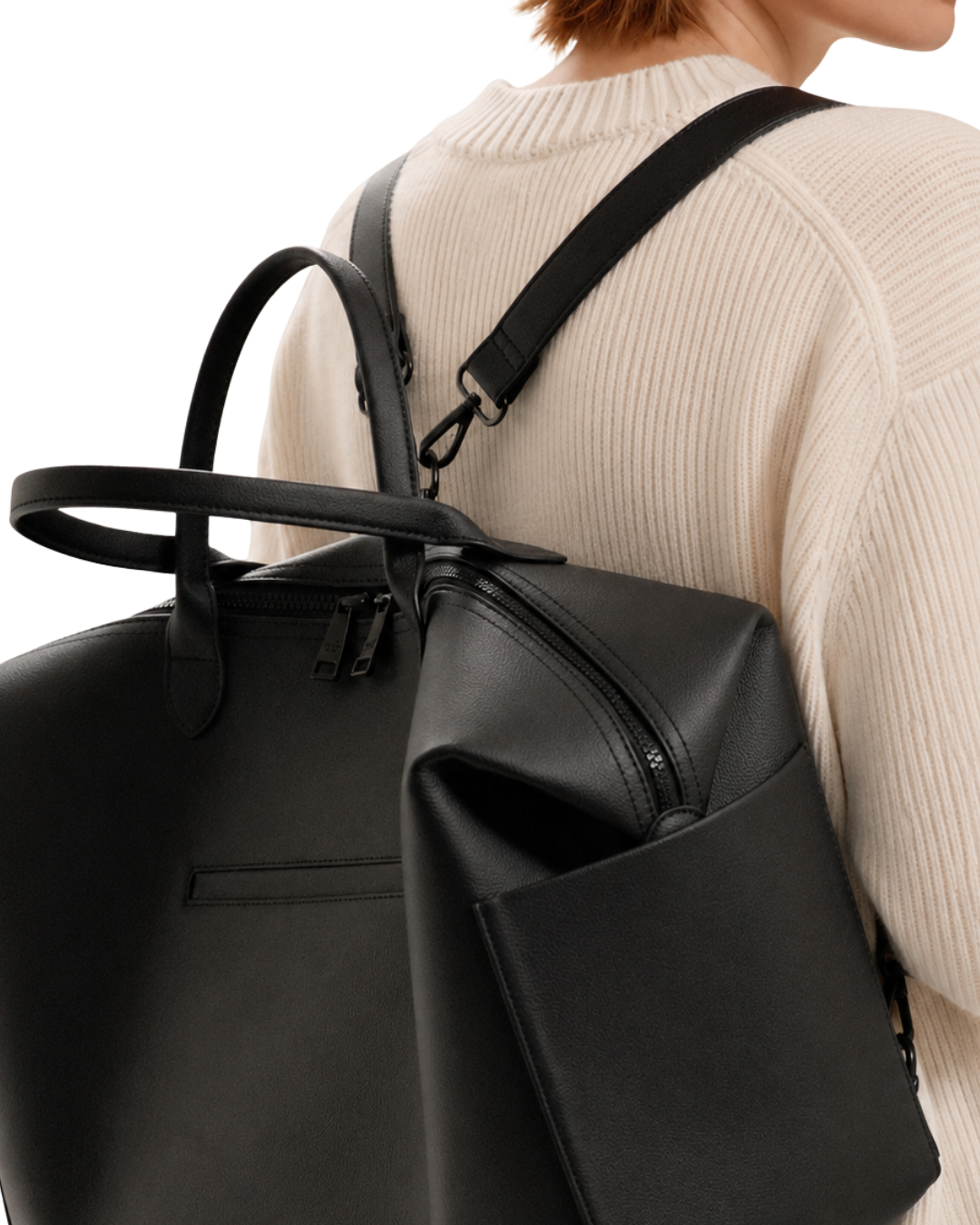 Black Leather Diaper Bag