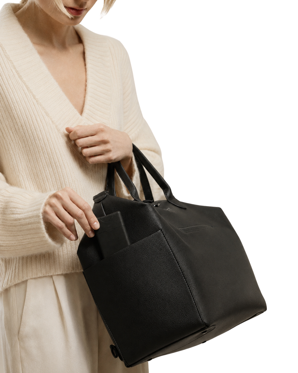 Black Leather Diaper Bag