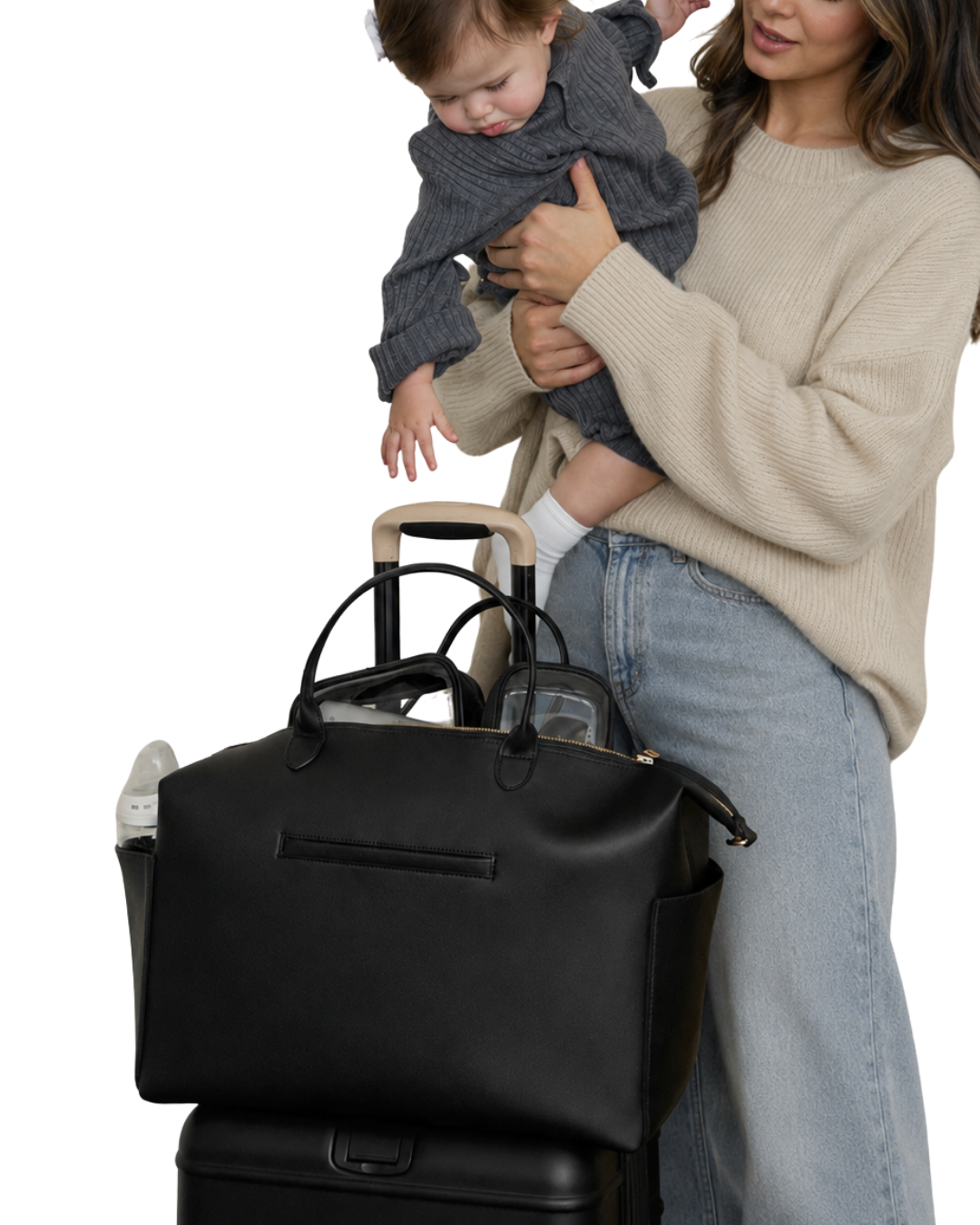 Black Leather Diaper Bag