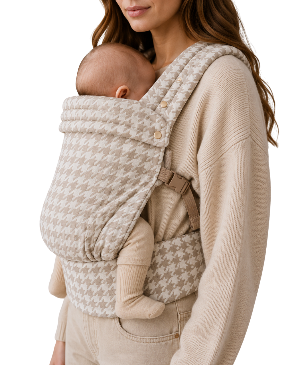Beige Houndstooth Baby Carrier