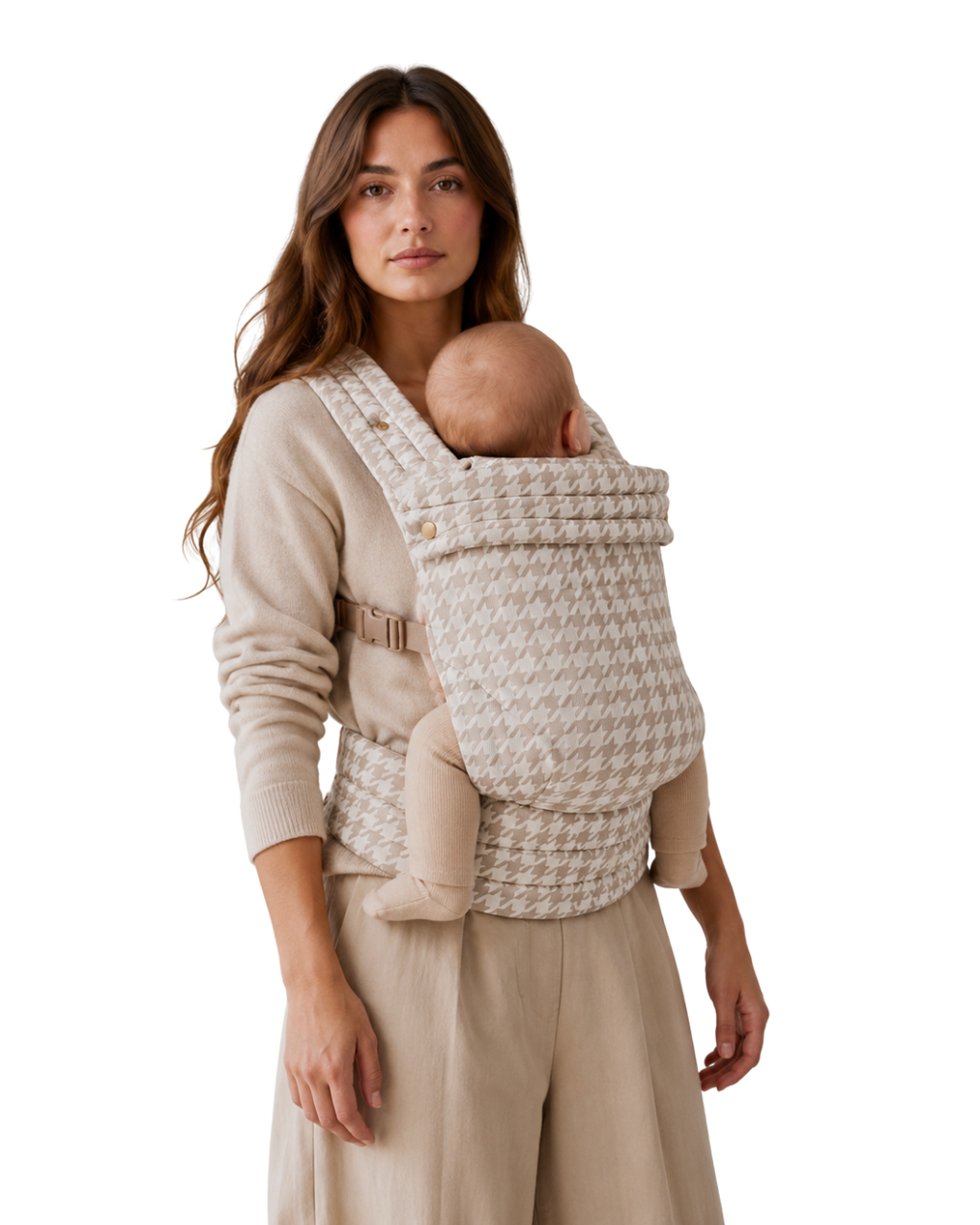 Beige Houndstooth Baby Carrier