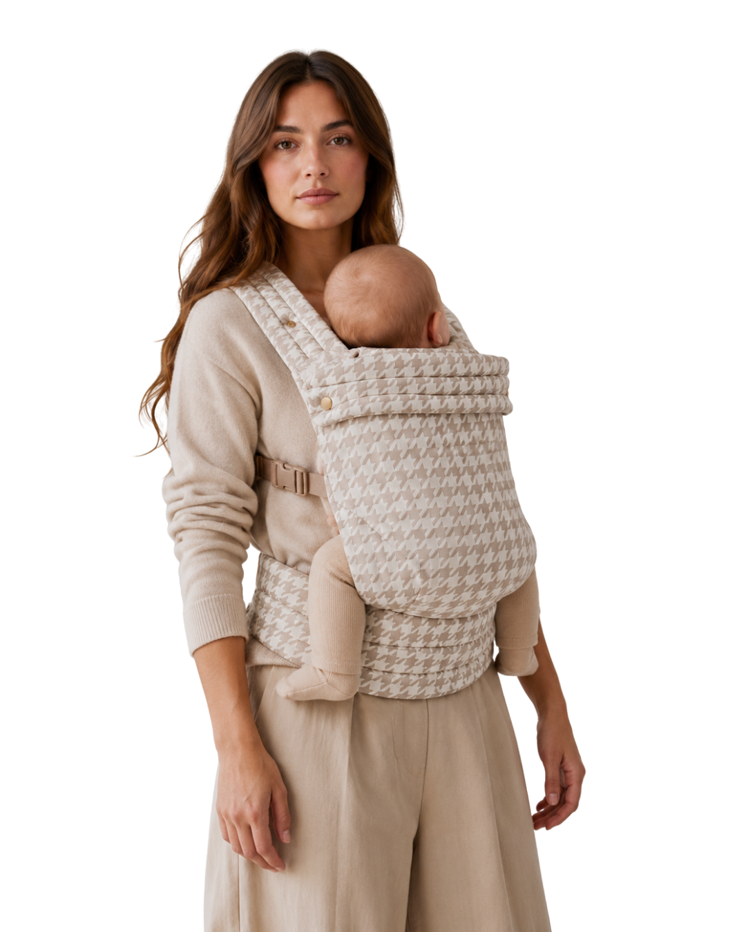Beige Houndstooth Baby Carrier