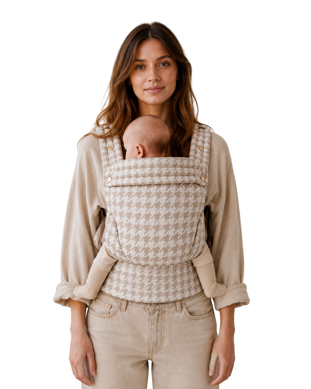 Beige Houndstooth Baby Carrier