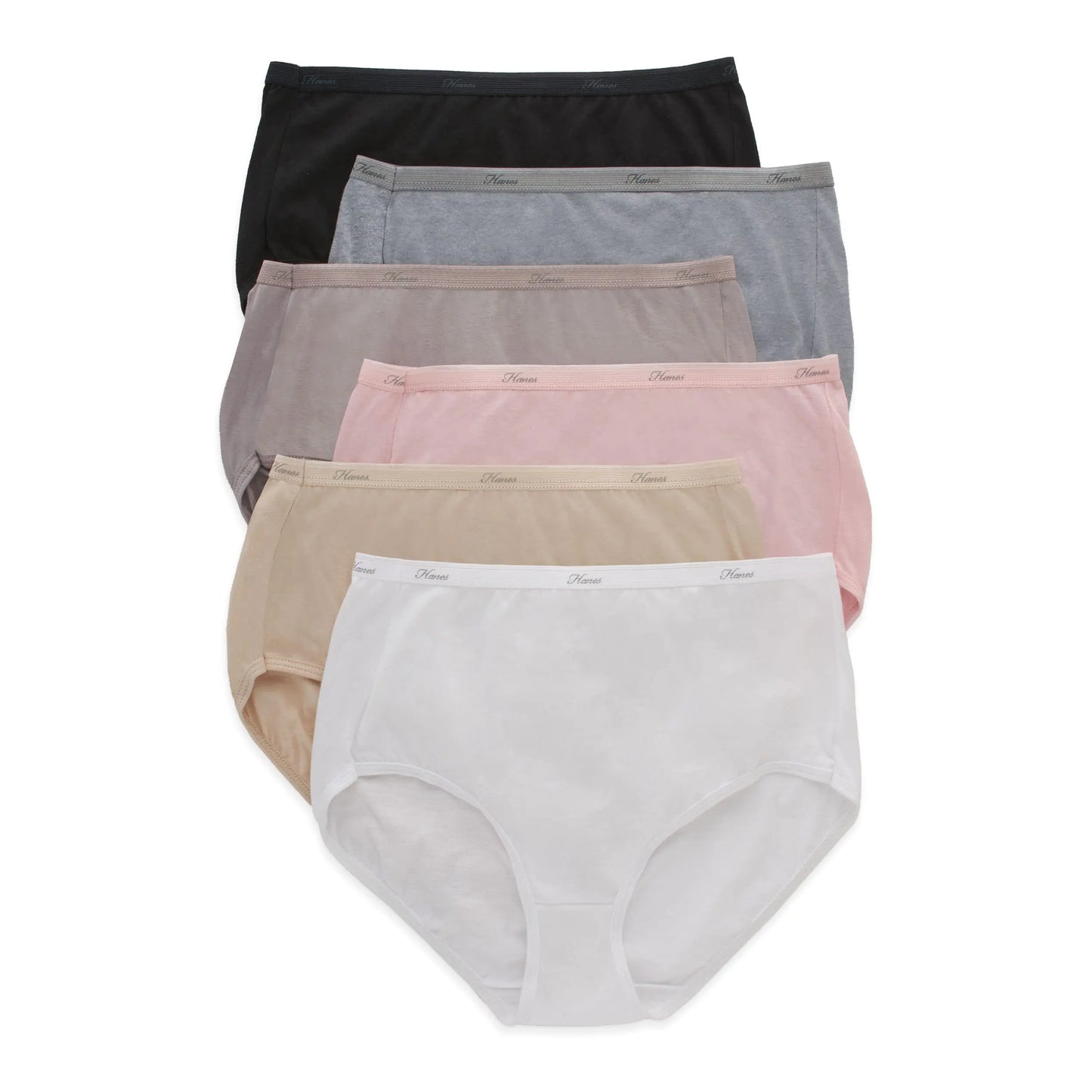 Hanes Women's High-Waisted Brief Panties, 6-Pack, Moisture-Wicking Cotton Brief Underwear (Colors May Vary) 8 Body Tones