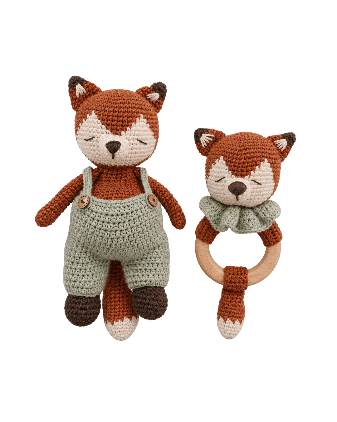 Crochet Fox Toy & Rattle Set