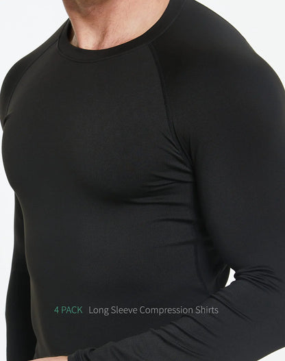 5 or 4 Pack Men's Compression Shirts Long Sleeve UPF SPF Rash Guard Workout Base Layer Undershirt Gear Small Black(g)/Black/White (5 Pack)