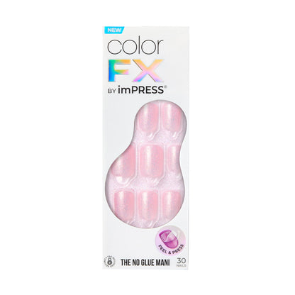 KISS imPRESS No Glue Mani Press-On Nails, Color FX, 'Pop Star', Light Pink, Short Size, Squoval Shape, Includes 30 Nails, Prep Pad, Instructions Sheet, 1 Manicure Stick, 1 Mini File Pop Star