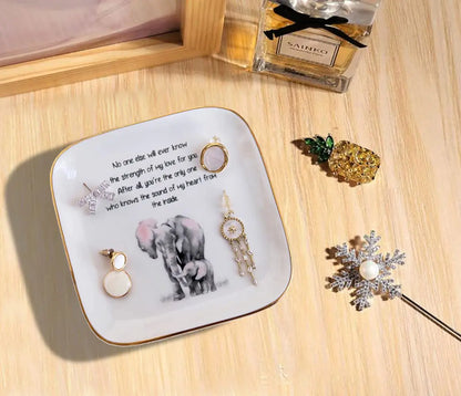 PUDDING CABIN Gift for Mom, Elephant Ring Dish “No One Else Will Ever Know The Strength Of My Love For You Mother's Day Gift, Birthday Mom Gift from Son or Daughter