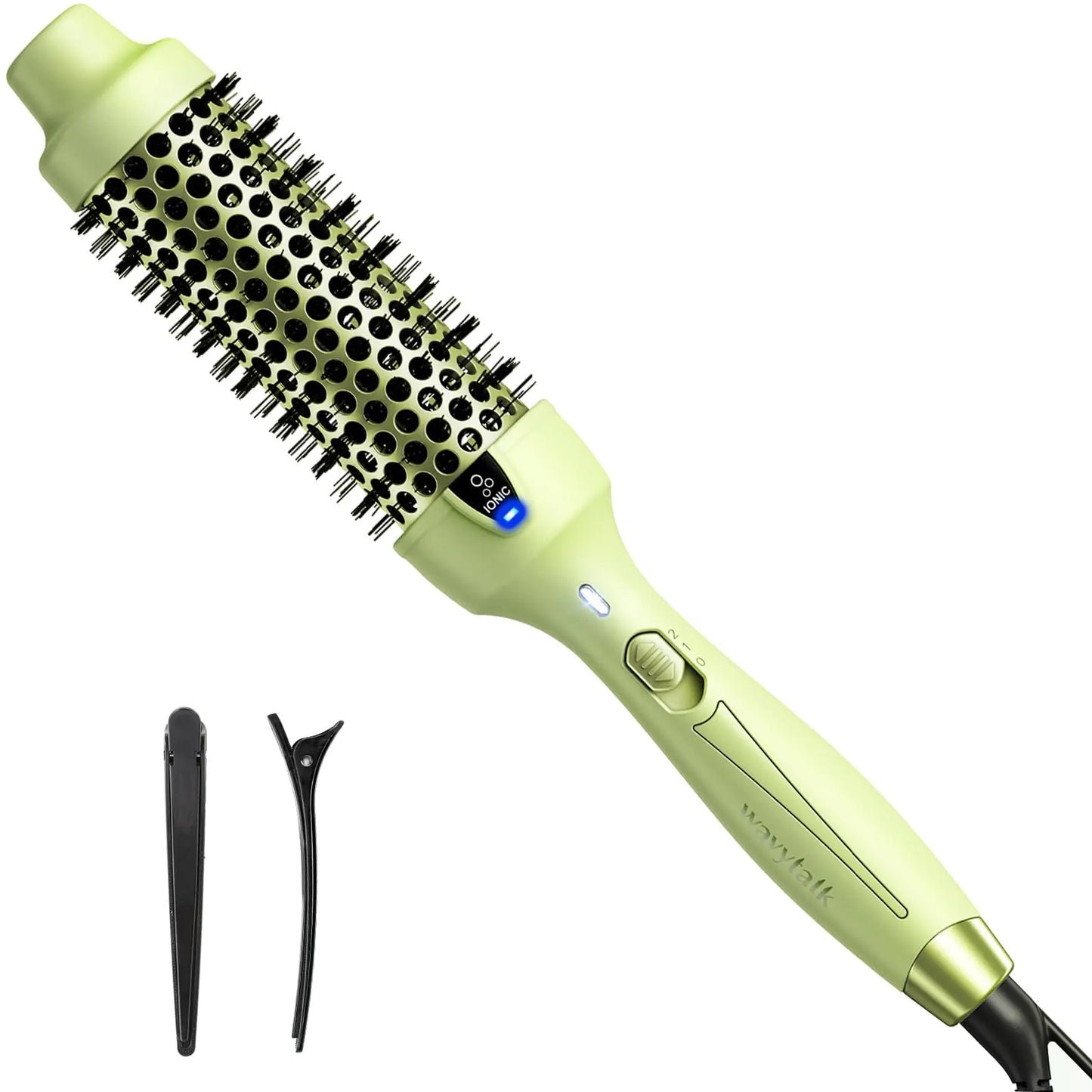 Wavytalk Thermal Brush, 1 1/2 Inch Ionic Heated Round Brush Creates Blowout Look, Thermal Round Brush Makes Hair Shinier & Smoother, Dual Voltage, Easy to Use (Green) Green