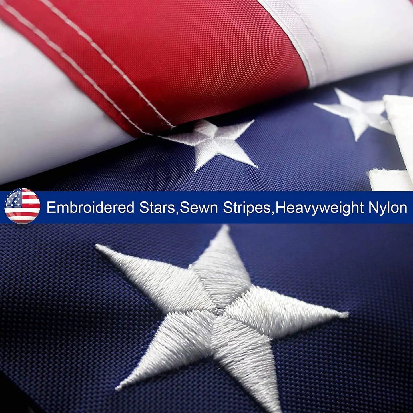 American Flag 10x15 ft 8x12 ft 6x10 ft 5x8 ft 4x6 ft 3x5 ft 2x3 ft for Outdoor,High Quality Embroidered Stars Sewn Stripes Brass Grommets