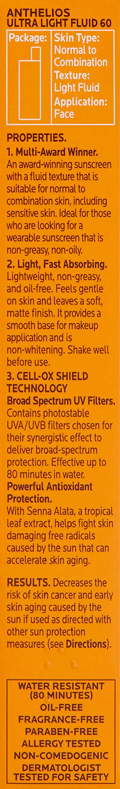 La Roche-Posay Anthelios Light Fluid Facial Sunscreen SPF 60 | Lightweight Sunscreen For Face | Fluid Texture | Broad Spectrum SPF + Antioxidants | Oil Free & Oxybenzone Free | Travel Size 1.7 Fl. Oz.