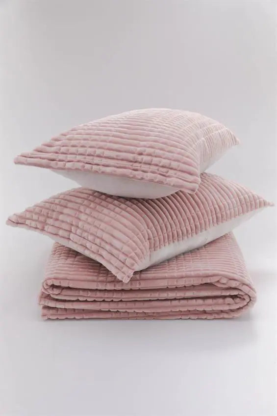 Merinos Modern Line 3 Piece Double Blanket Set Powder