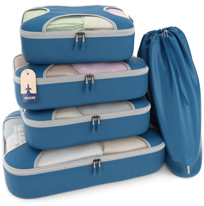 5 Set/8 Set Packing Cubes - Travel Organizers with Laundry Bag Set of 5 5 Set - Navy Blue