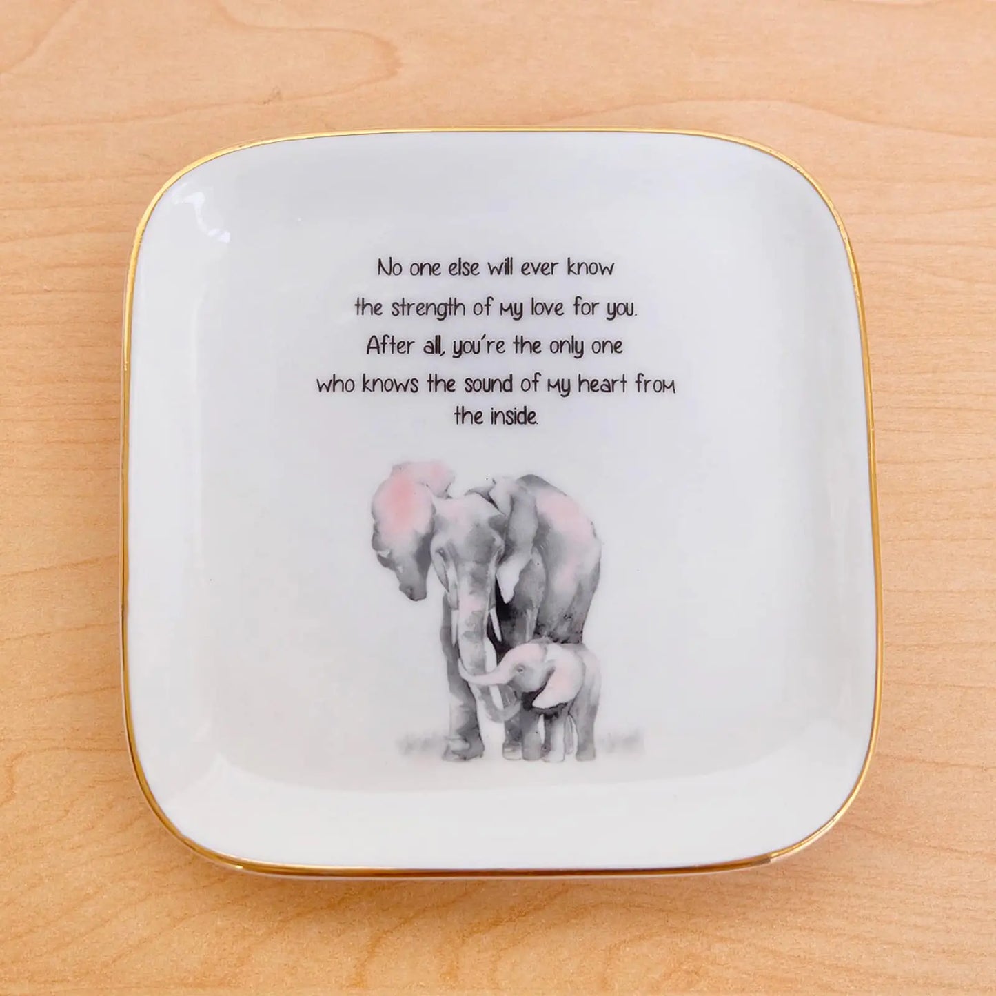 PUDDING CABIN Gift for Mom, Elephant Ring Dish “No One Else Will Ever Know The Strength Of My Love For You Mother's Day Gift, Birthday Mom Gift from Son or Daughter