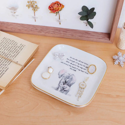 PUDDING CABIN Gift for Mom, Elephant Ring Dish “No One Else Will Ever Know The Strength Of My Love For You Mother's Day Gift, Birthday Mom Gift from Son or Daughter