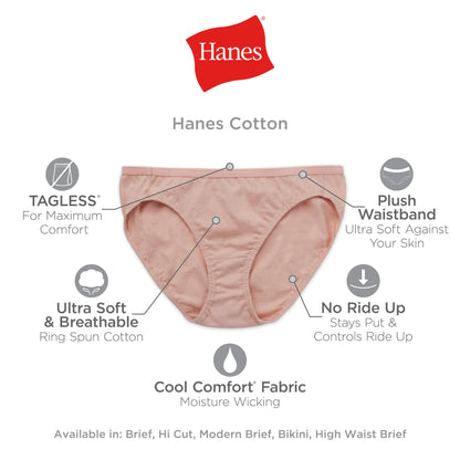 Hanes Women's High-Waisted Brief Panties, 6-Pack, Moisture-Wicking Cotton Brief Underwear (Colors May Vary) 8 Body Tones