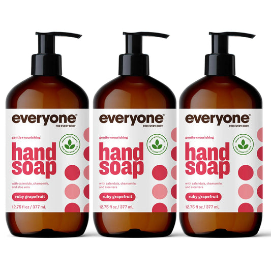 Everyone Liquid Hand Soap, 12.75 Ounce (Pack of 3), Ruby Grapefruit, Plant-Based Cleanser with Pure Essential Oils (Packaging May Vary)