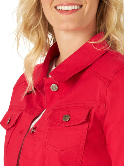 Riders by Lee Indigo Women's Denim Jacket Small Jalapeno Cherry Red