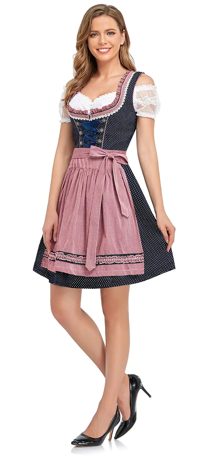 Oktoberfest Costumes Women Dirndl Dresses 3 Pcs German Oktoberfest Dresses Bavarian Costume Beer Carnival Outfits XX-Large