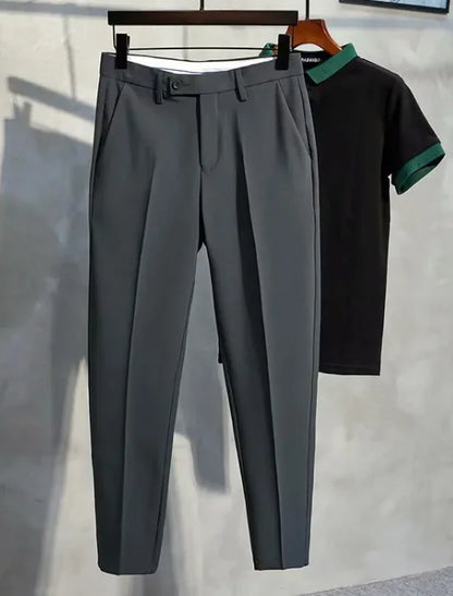 Men's Business Straight Slim Fit Plus Size Casual 9 Ankle-length Suit Pants